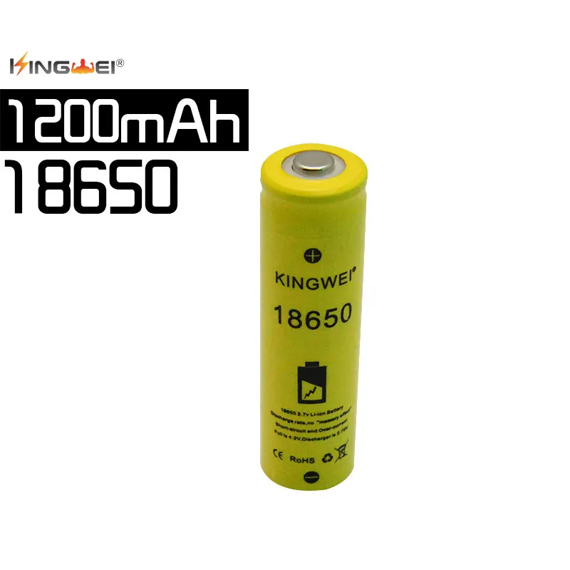 KingWei 18650 100% новый желтый 1200 mAh 3 7 v литиевая батарея литий-ионная аккумуляторная