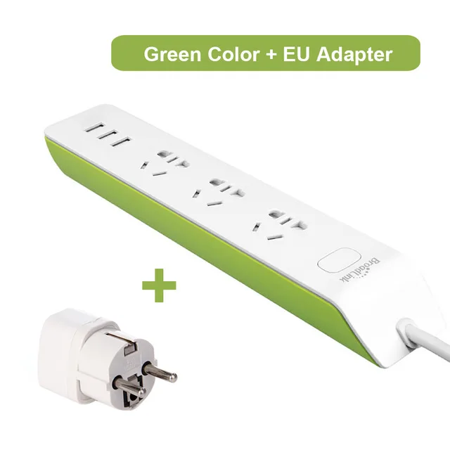 Green and EU Broadlink MP2 Разъем дистанционного управления через приложение переключатель Умный дом система питания Wifi беспроводное подключение электрическое - Цвет: Green and EU