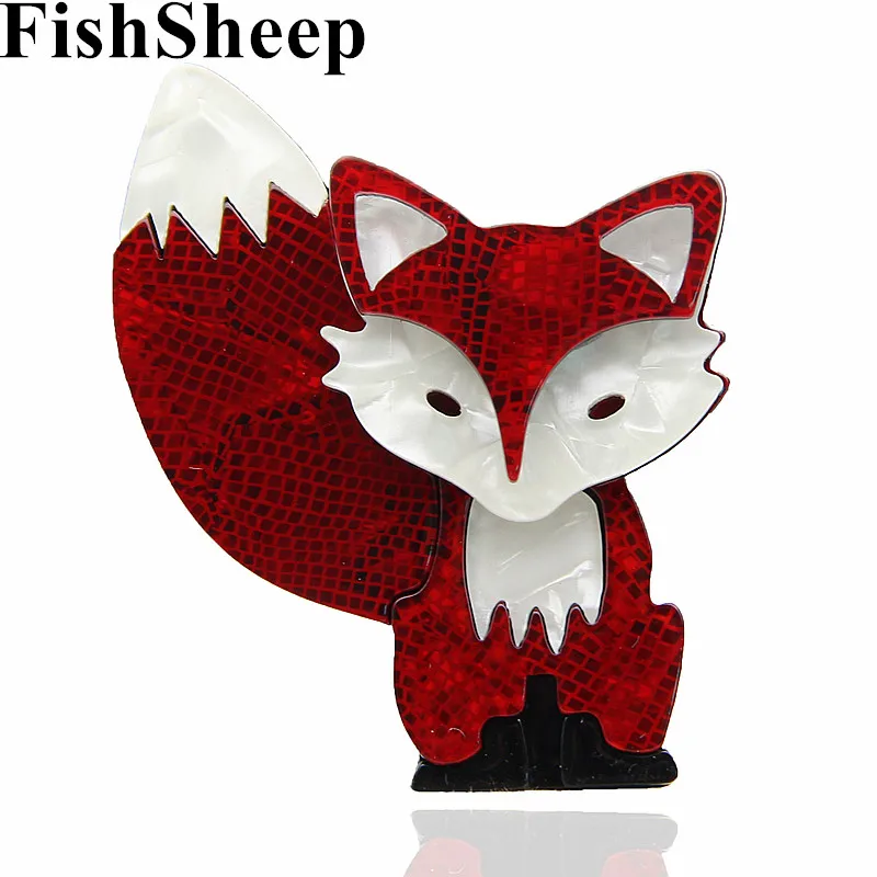 FishSheep 2 цвета новые акриловые Милые Броши с лисой и булавками ацетатное волокно