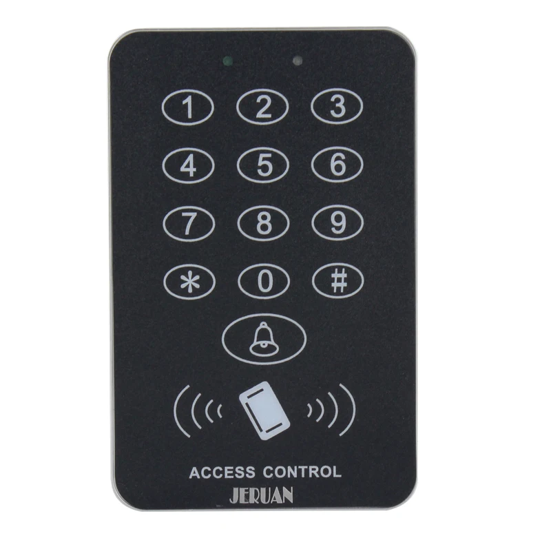 JERUAN крутой черный rfid-контроллер доступа с паролем комплект + дверной звонок пульт
