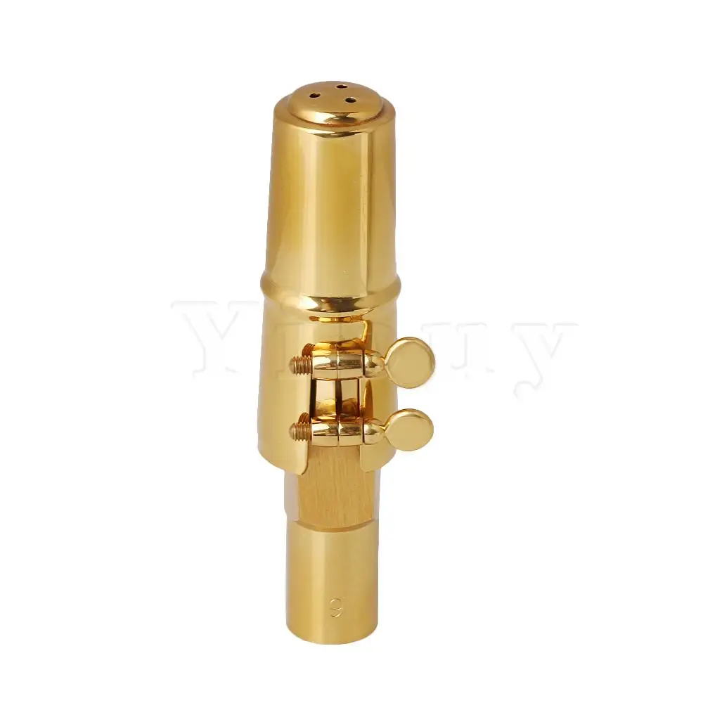Yibuy 9# позолоченный латунный Sax набор мундштуков с крышкой Ligature для B плоский тенор саксофон деревянный духовой инструмент Аксессуары