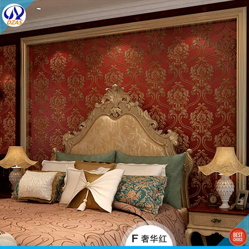 Фон для гостиной дивана ТВ светло розовый Европейский дамасский желтый