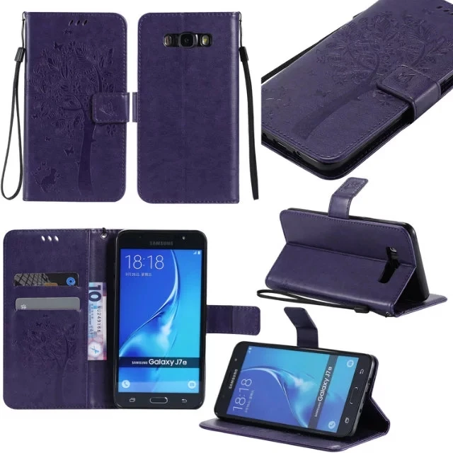 Для J310 J510 J710 Дерево Бабочка Цветочным узором Флип Единый Телефон Case For Samsung J3 J5 J7 2016