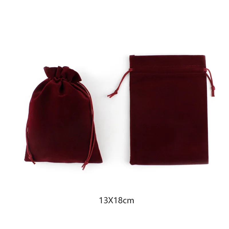1 Pack Multi Size Wine Red Drawstring Velvet Bags Organza Storage Pouches For Christmas Wedding Gift Jewelry Packaging | Украшения и