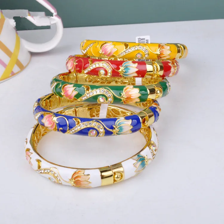 Cloisonne bracelet Double crystal female national wind GP jewelry gift 1PCS | Bangles