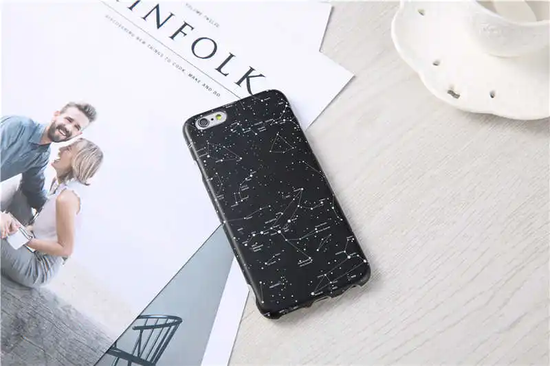 Модный мягкий чехол IMD с изображением ночного звездного неба для iphone 6s 6 plus 7 8 plus X, черный и белый созвездие, мягкая шелковая задняя крышка Fundas