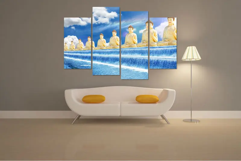 Framed Home decor art Print Blue sky buddha statue Painting On Canvas Art picture For Living room wall /PT0262 | Дом и сад