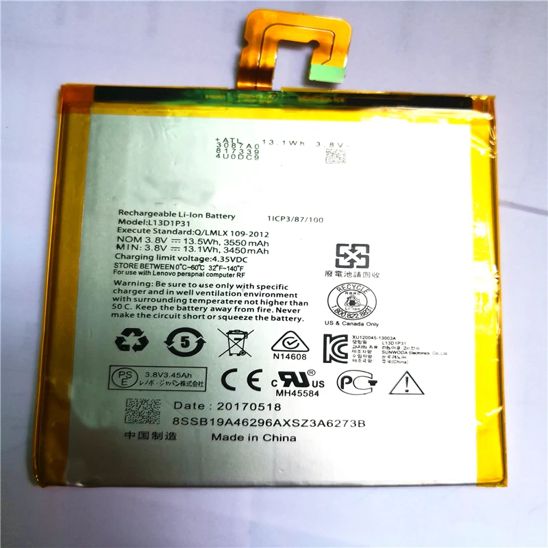 Новый L13D1P31 батарея для Lenovo Pad A3500 S5000 H tab 2 A7 30 10F 20F с ремонтными инструментами