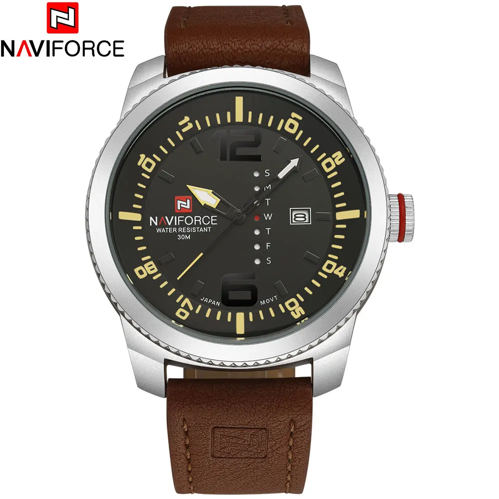 Часы NAVIFORCE мужские спортивные кварцевые с кожаным ремешком|clock brand|clock fashionclock band |