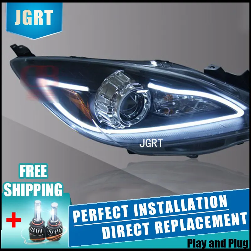 Car Styling for Mazda 3 LED Headlight assemmbly Mazda3 Sport Headlights DRL Lens Double Beam H7 with hid kit 2 pcs. | Автомобили и