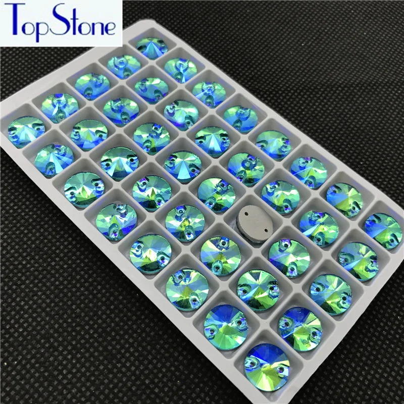 Все размеры Аквамарин AB Rivoli пришивные камни с плоской задней частью круглые