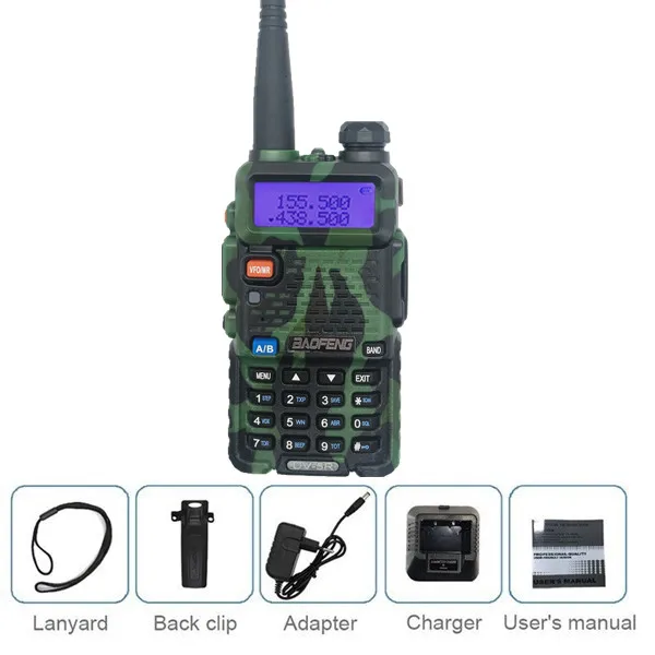 1pcs camo BaoFeng UV-5R иди и болтай walkie talkie “иди и 10 км Любительское радио, Си-Би радиосвязь радиостанции УКВ 136-174& 400-520Mhz uv 5r коротковолновым приемником сканер радиолюбитель VOX - Цвет: 1pcs camo