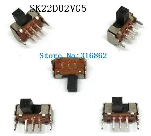 

20PCS SK22D02 toggle switch 2P2T 6PINS slide switches Pull ON/OFF handle length 4mm good quanlity SK22D02VG5