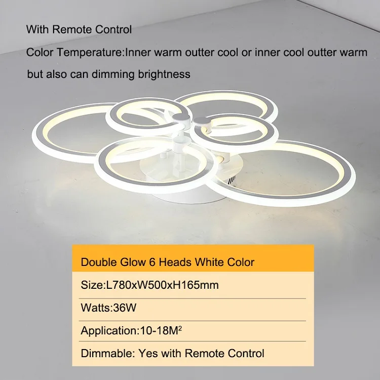6 heads double glow NEO Gleam современная светодиодная Люстра для гостиной, спальни, кабинета, двойная светящаяся белая готовая домашняя Потолочная люстра - Lampshade Color: 6 heads double glow
