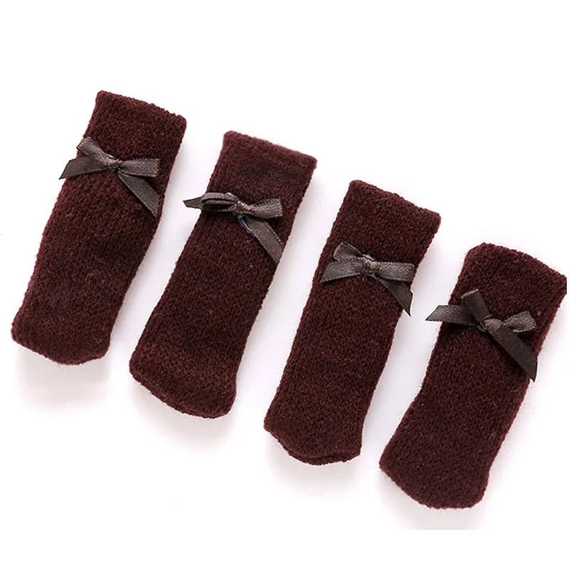 4 шт. носки для стула с цветочным рисунком и бантом вязаные рисунками из