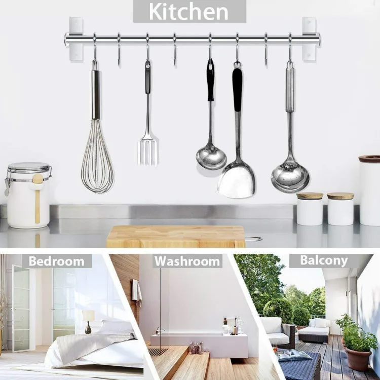 Полка для кухонных приборов настенный Вешалка Space Saver нержавеющая сталь СТОЙКИ Rail хранения Организатор кухня инструменты для подвешивания нож подставка для спонжа держатель для фена