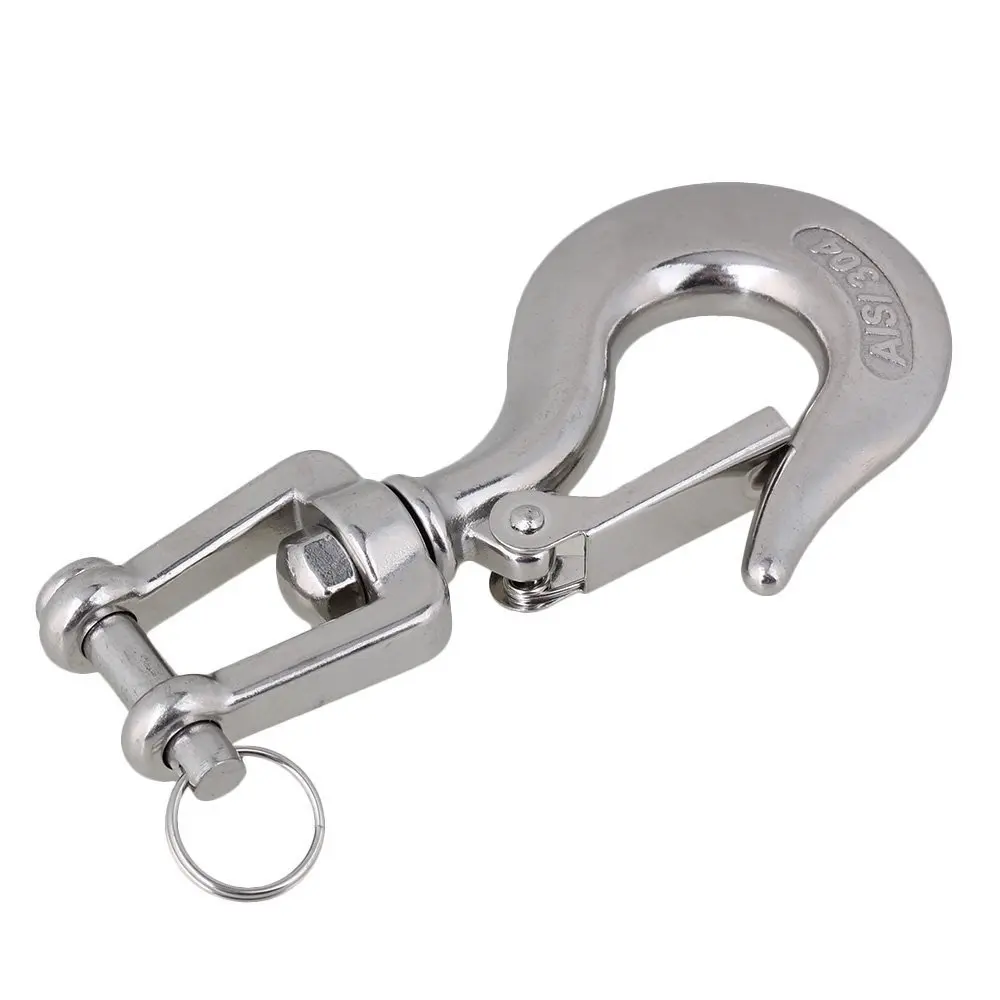 

Silver 304 Stainless Steel American Type Trigger Clevis Type Swivel-Eye Lifting Snap Tone Hook with 650KG Working Load Limit