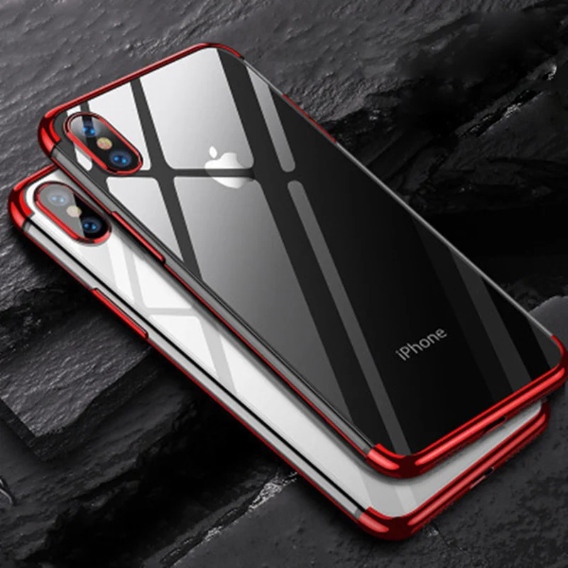 Тонкий прозрачный чехол из ТПУ для телефона iPhone 7 6 6s 8 Plus роскошный противоударный