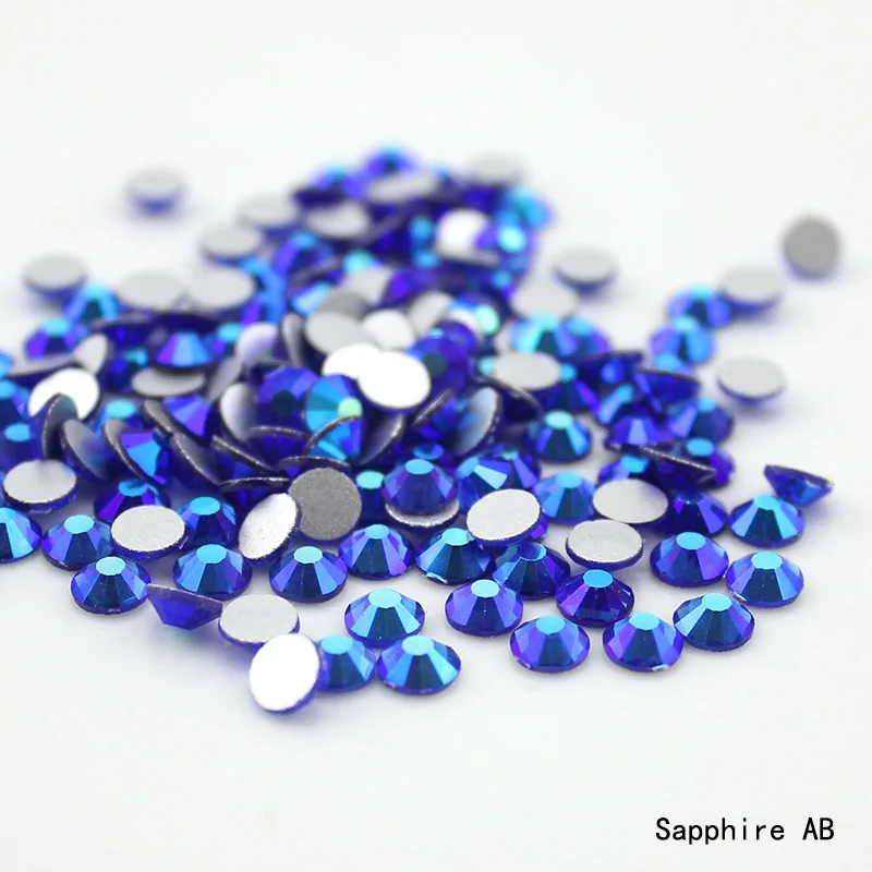sapphire AB Цветные Стразы для ногтей, 1440 шт./лот SS8, Стразы для ногтей с плоской задней поверхностью, стразы для украшения ногтей - Цвет: sapphire AB