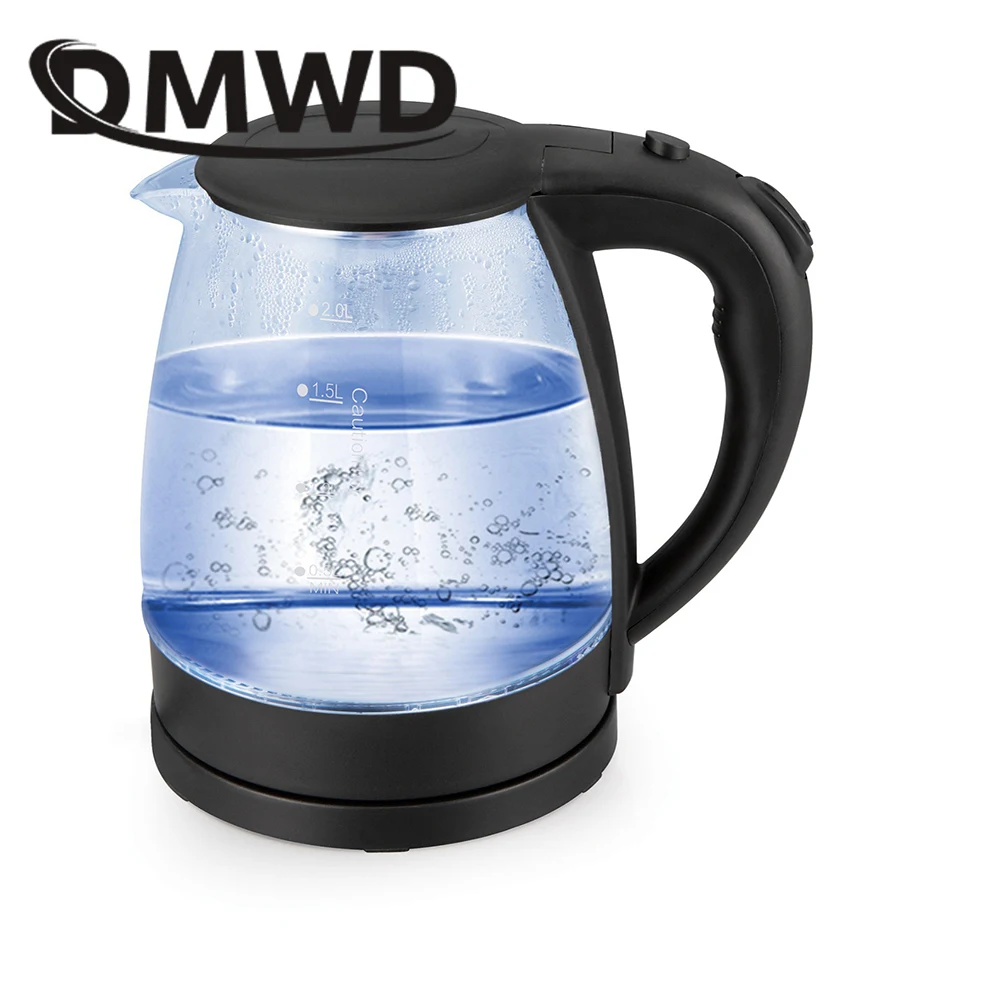 DMWD 2L синий свет прозрачный стеклянный горшок Электрический чайник из