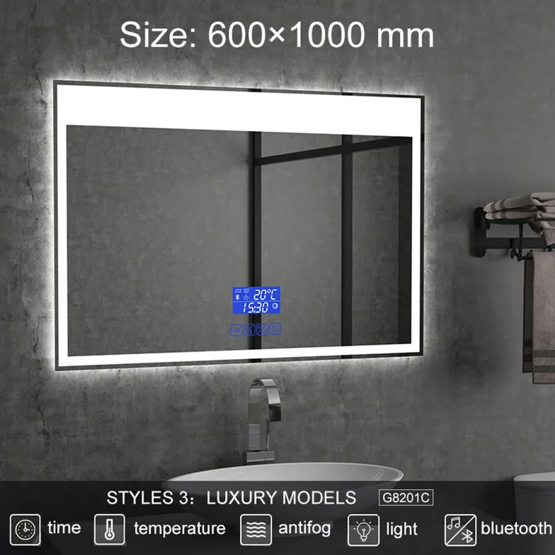 2G8201C 600X1000mm Заказное умное зеркало с подсветкой, светодиодный bluetooth, зеркало для ванной, зеркало с подсветкой, противотуманное зеркало для ванной, зеркало для макияжа, 2G8201 - Цвет: 2G8201C 600X1000mm