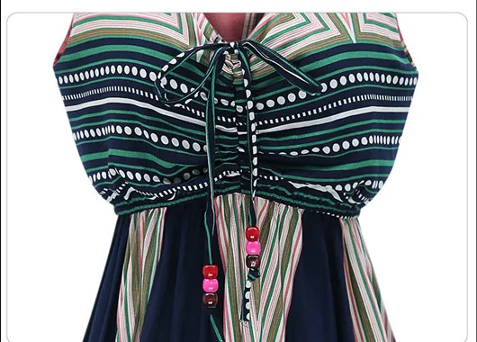 ELEXS Womens Fashion V Neck Print Beach Dress Sleeveless Long Holiday Casual 7575 | Женская одежда