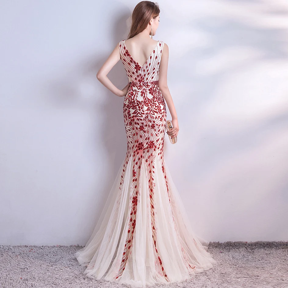 2018 Haute Couture Элегантное длинное вечернее платье сексуальное с v образным вырезом