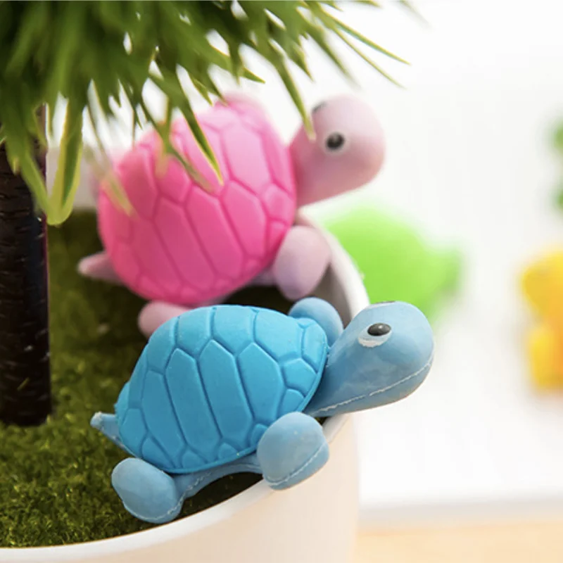 3 шт. Kawaii 3D ластик в виде черепахи мини цветной карандаш резиновый мультфильм