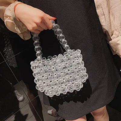 Женская вечерняя сумка через плечо белая пляжная с жемчужинами вечерние сумки