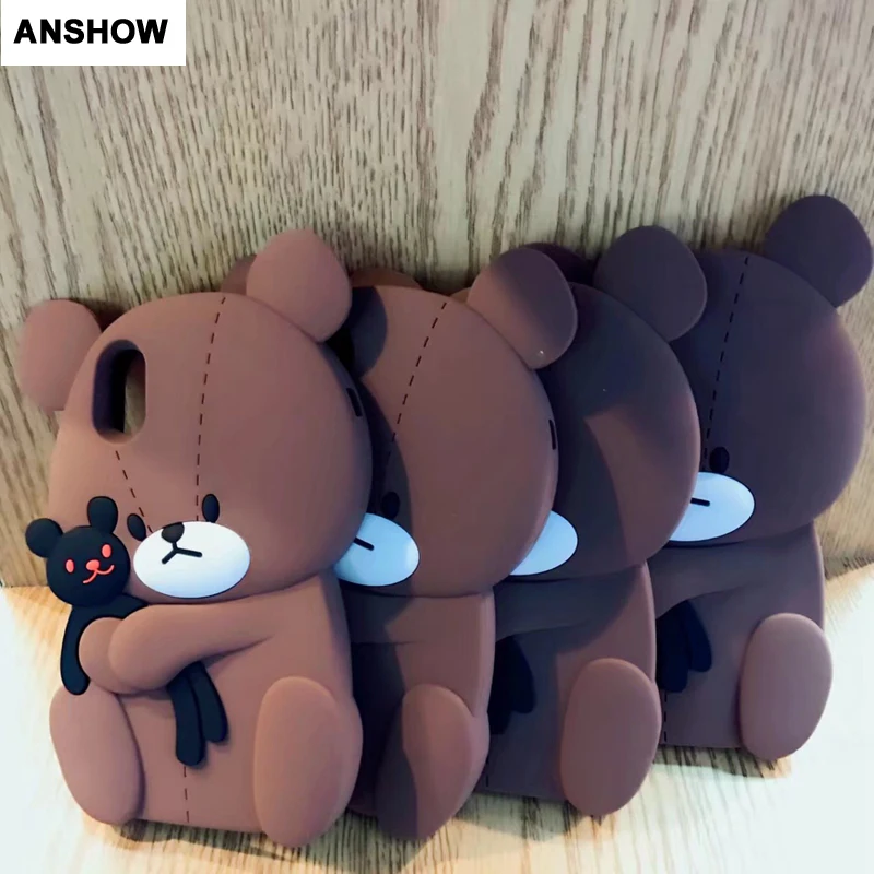 3D мультяшный Мягкий силиконовый чехол для Iphone X 8 7 Plus 6 6S плюшевый мишка модный