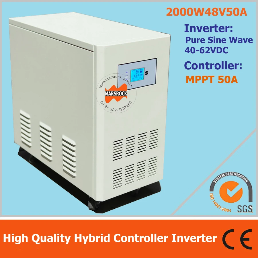 2000W 48VDC 50A Гибридный MPPT контроллер инвертор UPS гибридный для решетки Солнечной