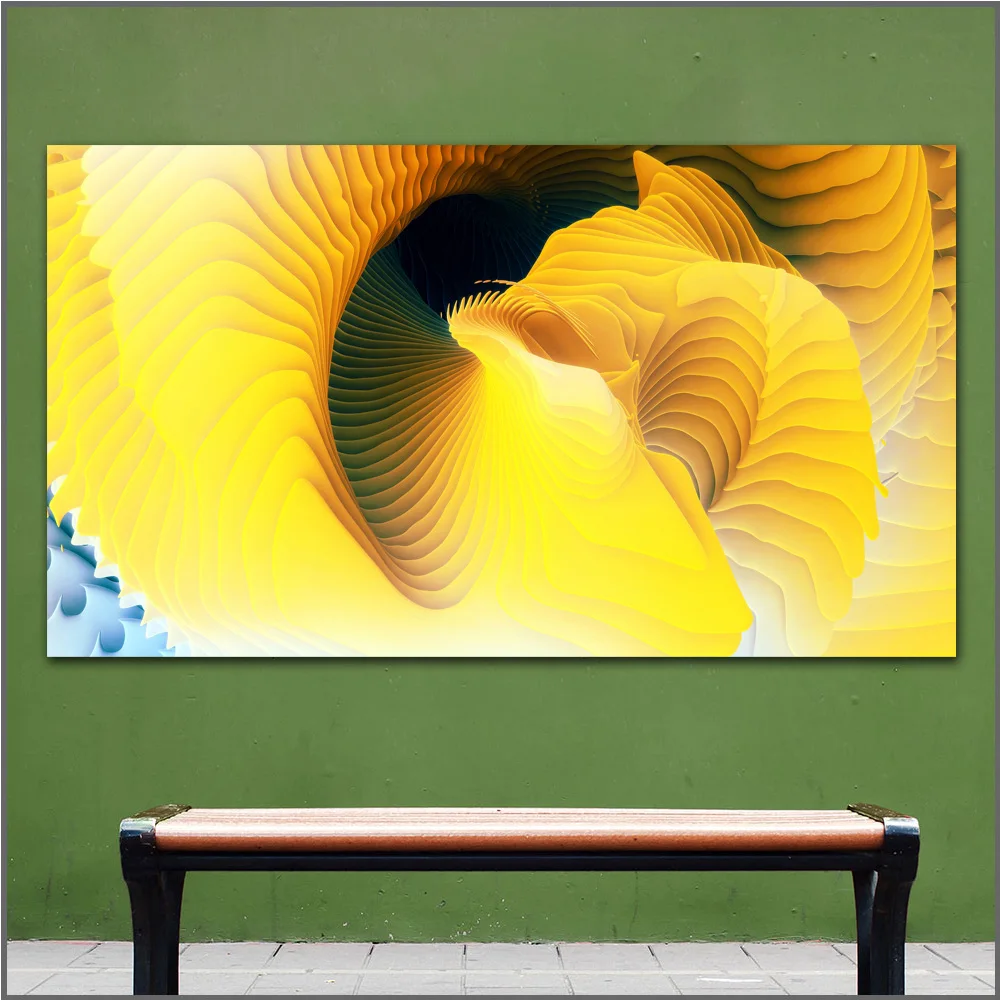 

large size Printing Oil Painting spiral yellow beauty wall art canvas print pictures for living room and bedroom No Frames