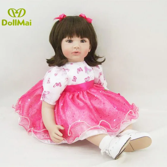 

DollMai изысканный реборн девочка малыш куклы 24 ''60 см принцесса Мягкий силикон винил новорожденный Кукла рождественские подарки