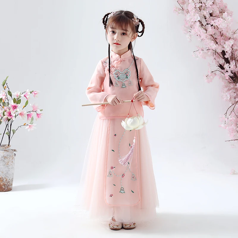 Костюмы Hanfu для девочек костюм Тан в китайском стиле детская древняя и