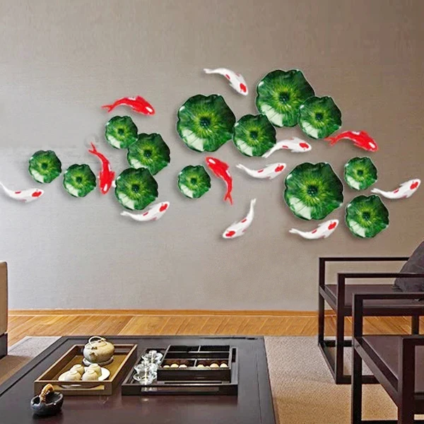 Творческое начало гобелены трехмерная рыба кулон росписи тв фоне стены