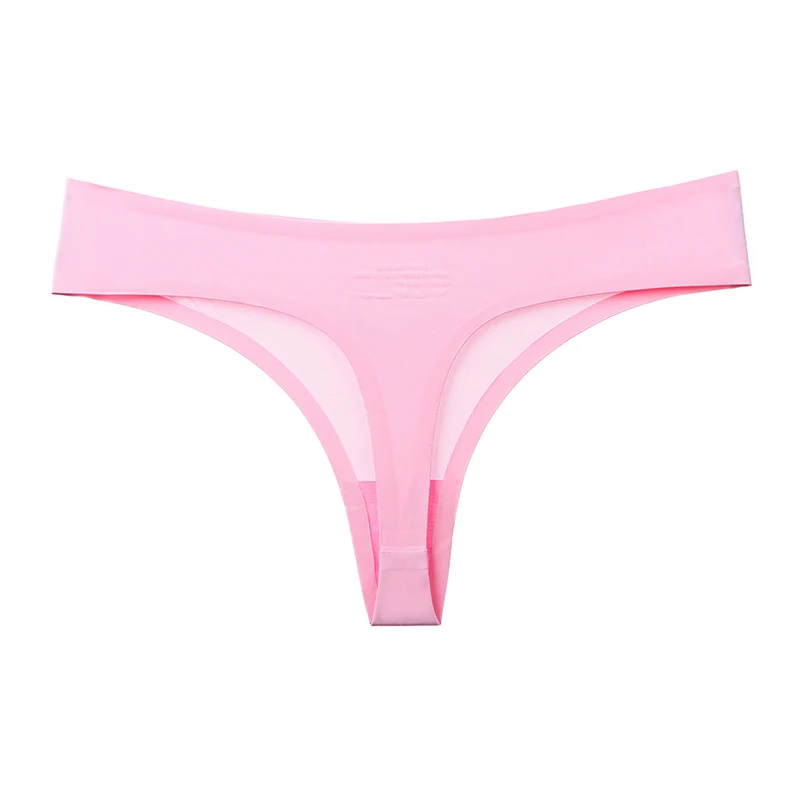 pink 1 шт. сексуальные кружевные женские нижнее белье хлопковые женские Т-обратно однотонные мягкие кружевные трусики-танга для женщин Бесшовные хлопковые новые BANNIROU - Цвет: pink