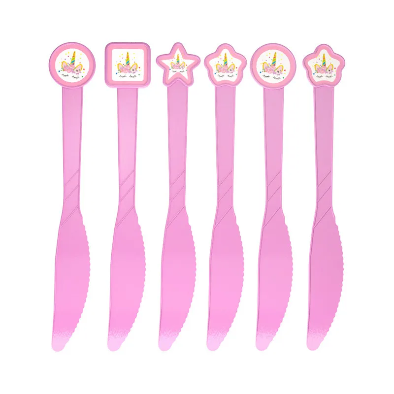 Одноразовые ножи с единорогом для детей на день рождения и вечеринку посуда