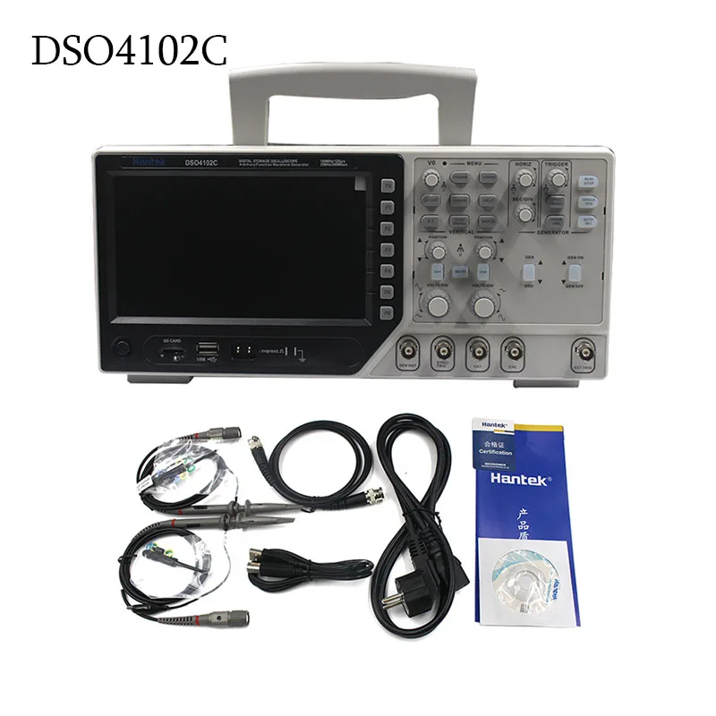 Hantek DSO4102C цифровой мультиметр осциллограф USB 100 МГц 2 Каналы 1GSa/s 7 дюймов ЖК-дисплей Дисплей Ручной Osciloscopio
