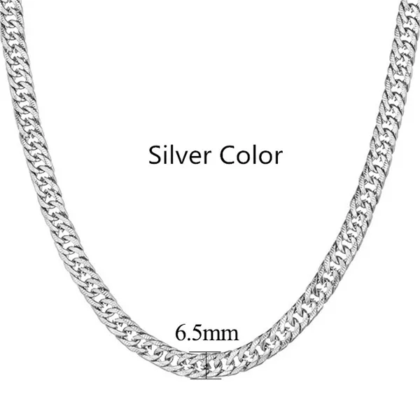 Silver 1334 Мужское ожерелье 6,5 мм из нержавеющей стали черного и серебристого цвета с кубинскими звеньями в стиле «Майями», длинное женское Ювелирное Украшение в стиле хип-хоп, золотая цепочка 28 дюймов - Окраска металла: Silver 1334