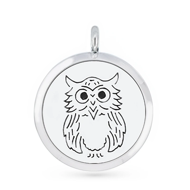 

30mm Hollow Owl Aromatherapy Essential Oil Perfume Diffuser Locket Pendant with 6pcs PadS Fit Necklace key Chains