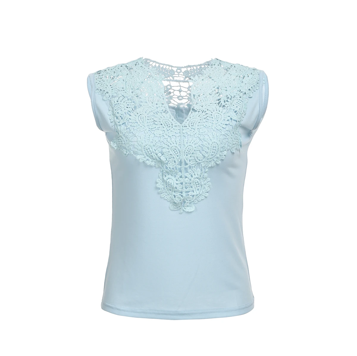 Женский жилет без рукавов кружевной тонкий однотонный топ с треугольным вырезом