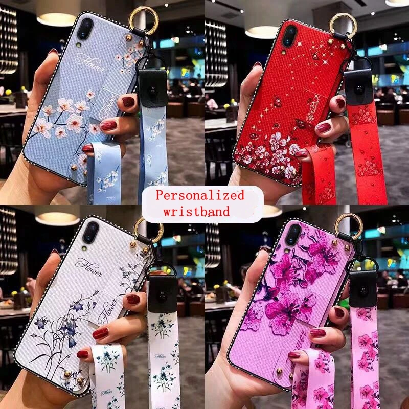 Cloth painted diamond soft wrist strap phone case for iPhone X XR XS Max 7 8 6 6s plus 8plus back coque funda cap |