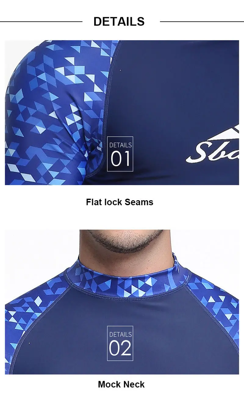 SBART Quick Drying Mens Rash Guard Surf T-shirt Long Sleeve Beach Swimwear Anti-UV Diving Suit kitesurf Snorkeling Surfing Shirt