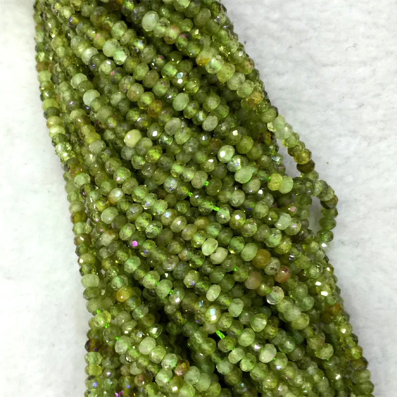 Натуральный натуральный зеленый гранат Tsavorite Demantoid Rondelle граненый свободный