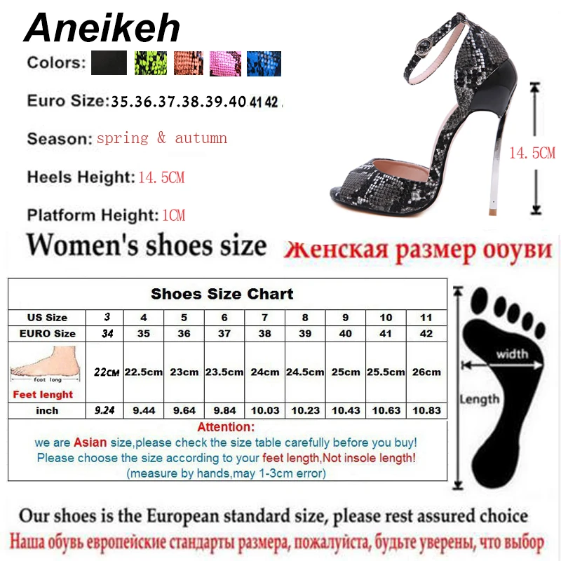 Aneikeh/ г., новые женские сандалии-гладиаторы на каблуке Дамская змеиная обувь с принтом и открытым носком женские пикантные Летние босоножки на высоком каблуке, размер 42
