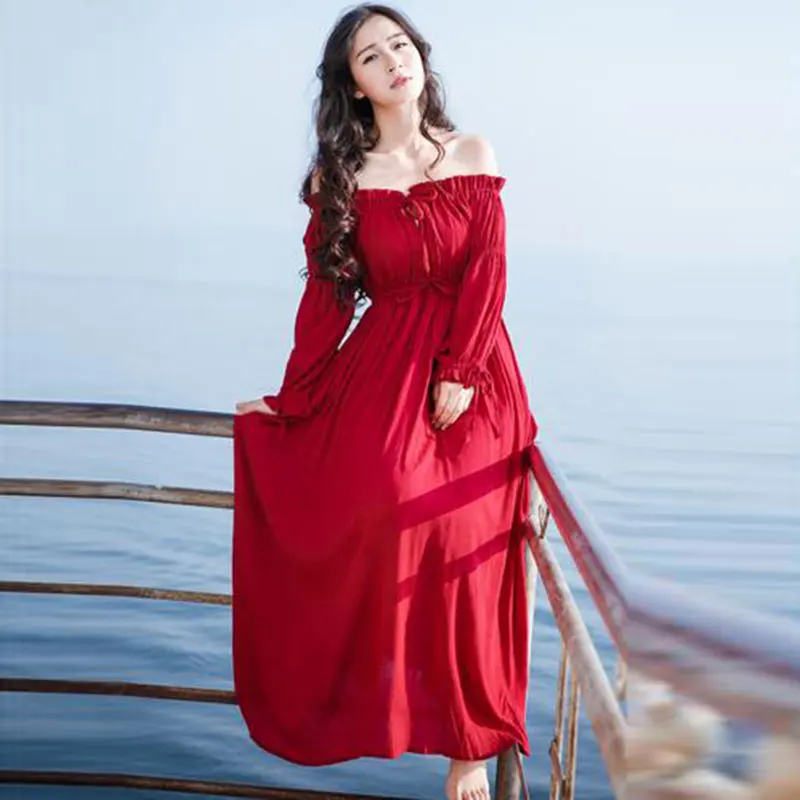 Высокое качество 2018 весна осень подиумное Макси Платье женское с длинным рукавом