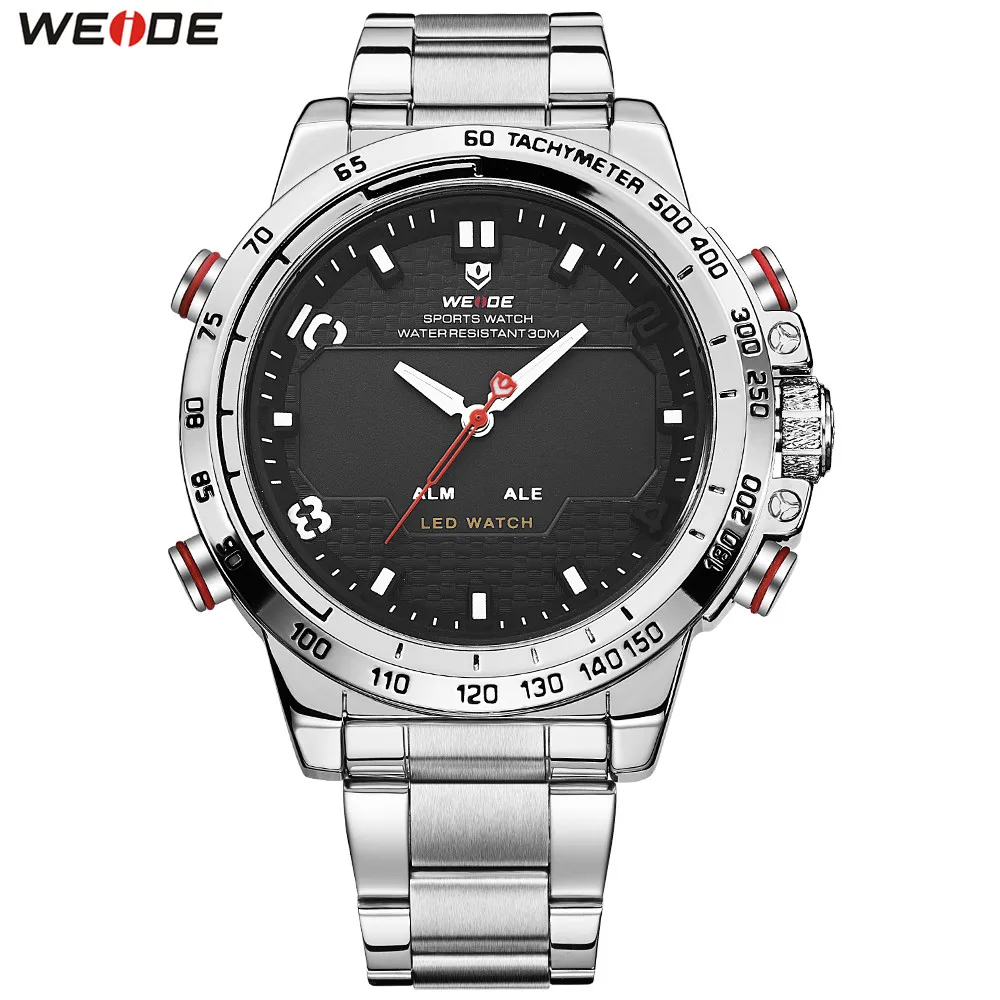Часы WEIDE мужские спортивные светодиодные цифровые кварцевые со стальным