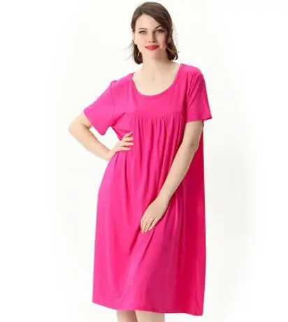 rose red Для женщин свободные мягкие удобные легкие эластичные впитывающие хлопковые сна ночные рубашки-Лаунж трусы размера плюс XXL-5XL 6XL 7XL - Цвет: rose red
