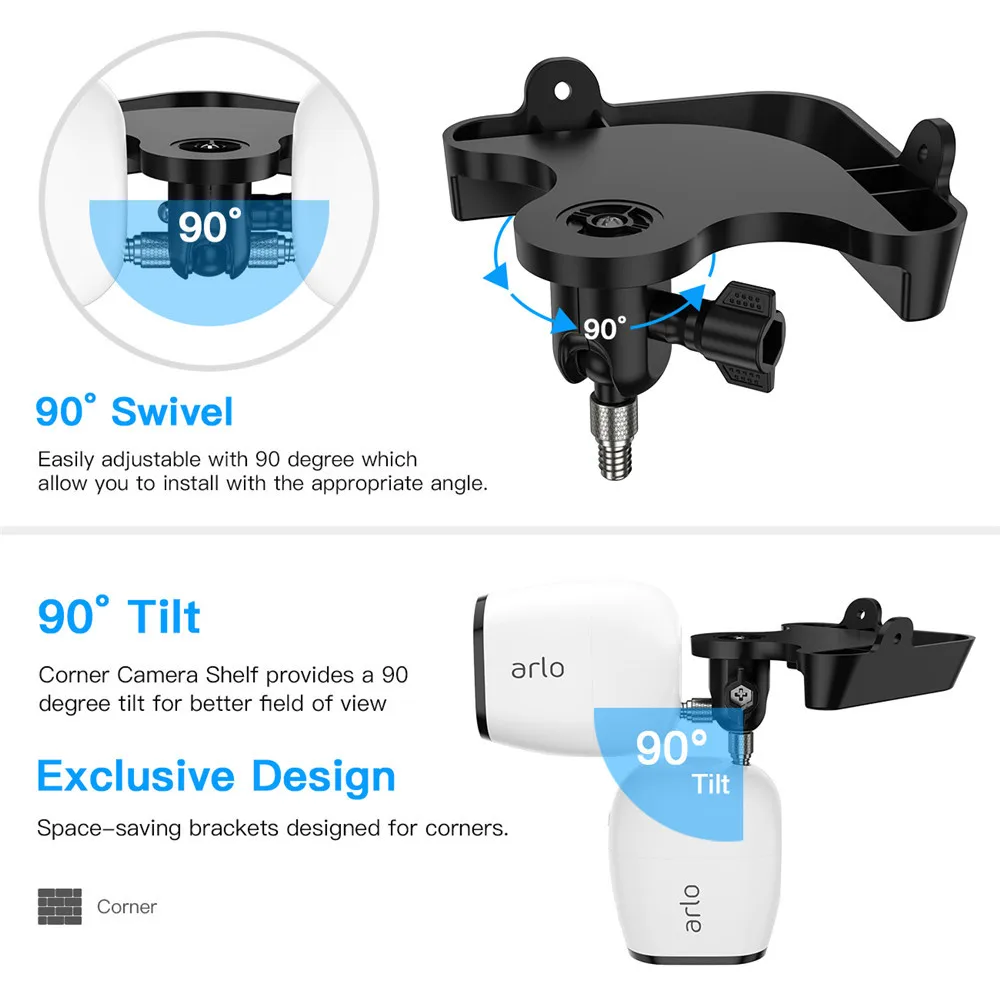 Треугольный настенный держатель для Arlo Pro 2/Arlo Pro/Arlo Ultra camera/Ring Stick Up Cam настенный угловой держатель камеры фиксированный кронштейн