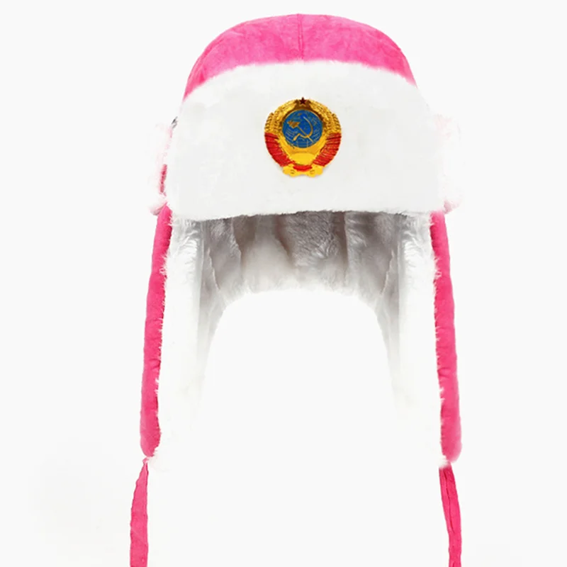 

2018 new Men Russian CCCP Lei Feng Winter Hat Aviator Outdoor Ear Flaps Bomber Caps Proof Trapper Russian cap Hats